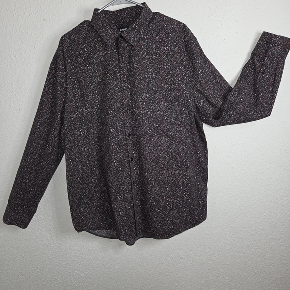 Express Black and White Speckled Button Down Shirt - Picture 1 of 6